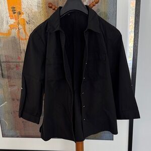 Women’s Cropped Sleeved Button-Up Shirt